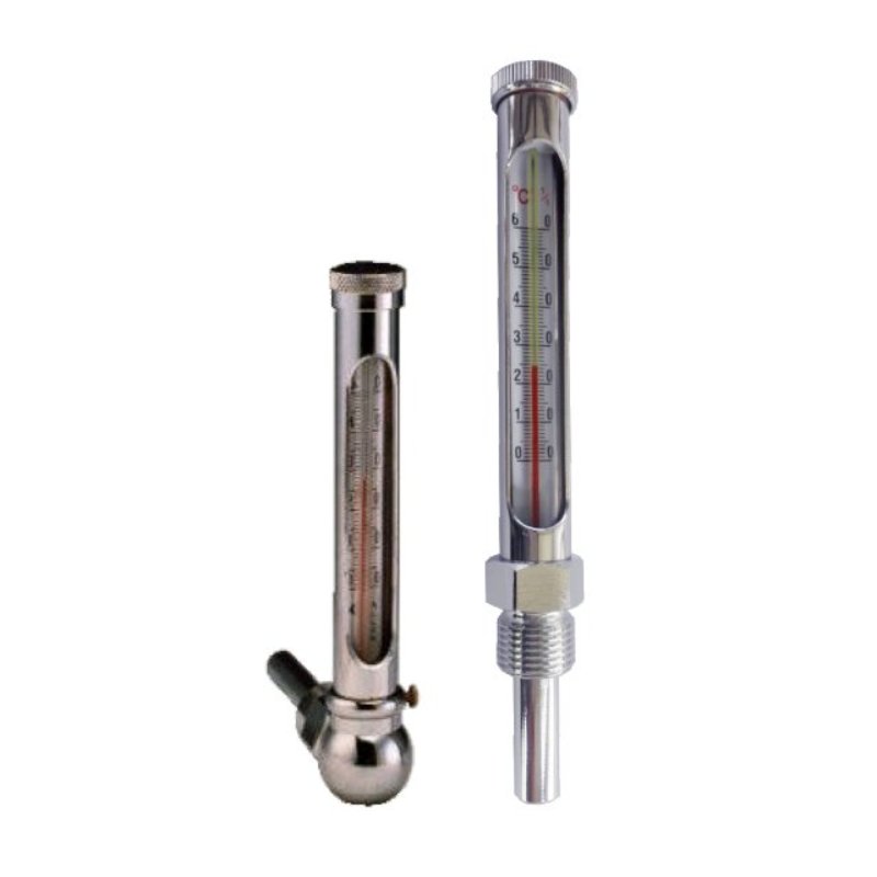 Cylinder plated brass case thermometer